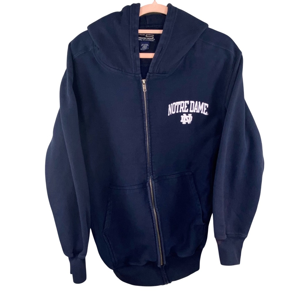 Crable Sportswear Notre Dame Full‎ Zip Hoodie Mens M Navy Blue Collegiate Thick